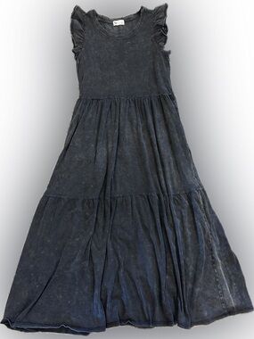 SO Black Ruffle Sleeve Tiered Maxi Dress for Kids